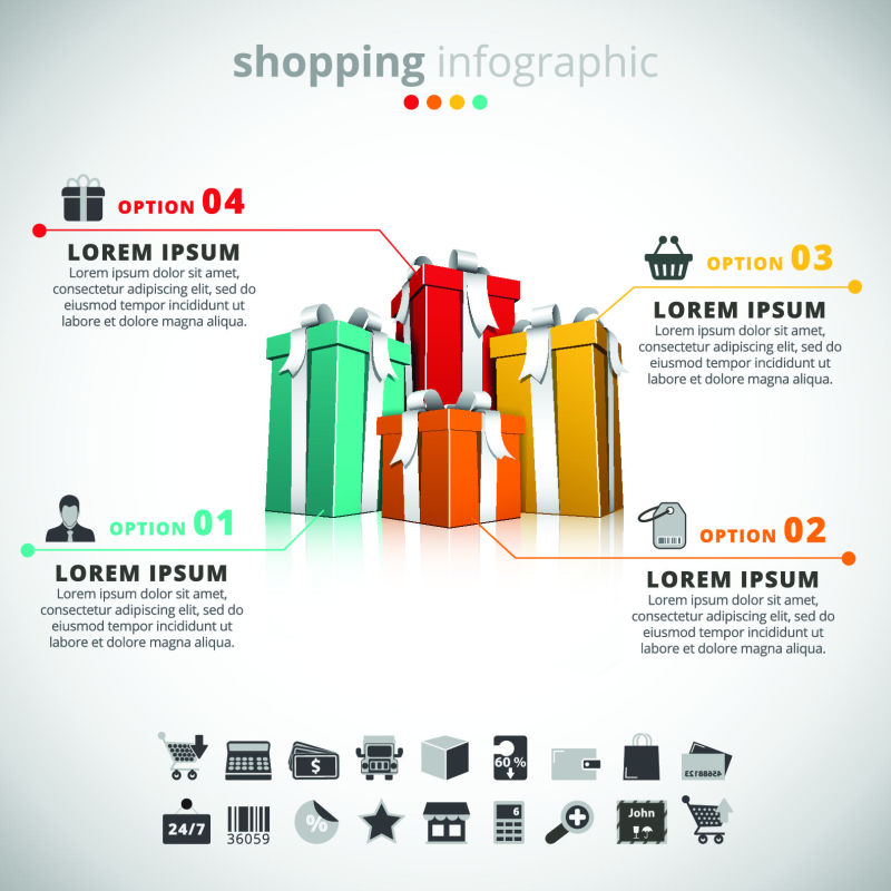 创意矢量购物概念的信息图表设计