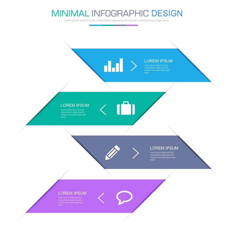 创意矢量彩色飘带元素的现代商业信息图表设计