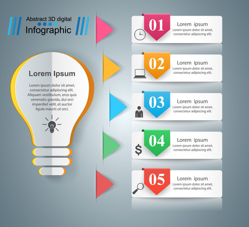 创意矢量商业灯泡元素的信息图表设计