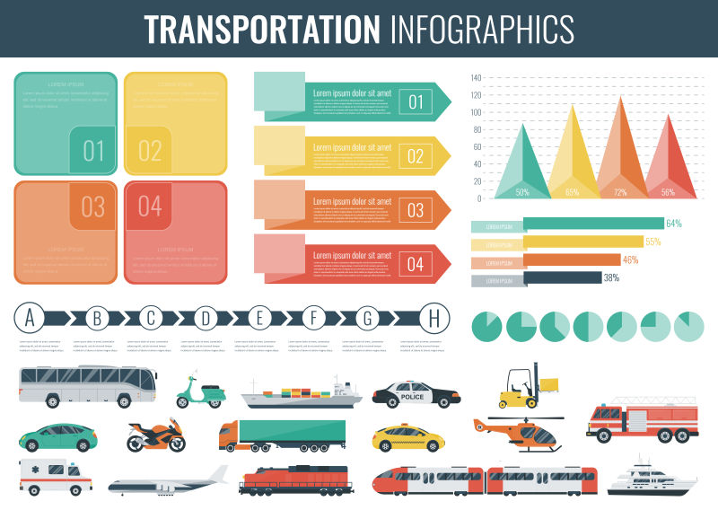 创意矢量交通概念信息图表设计元素