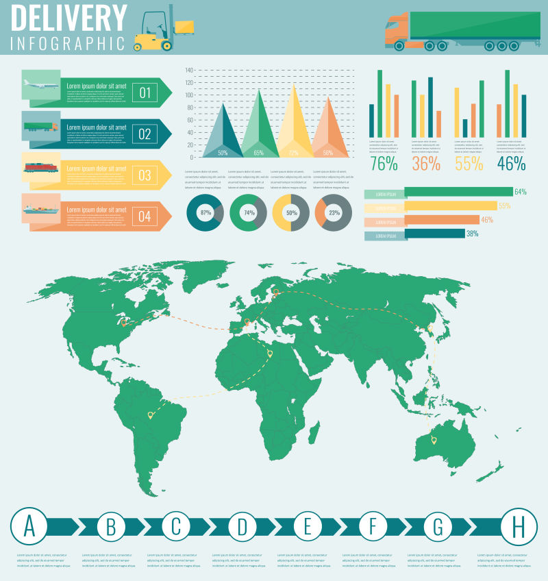 创意矢量全球运输概念的信息图表设计