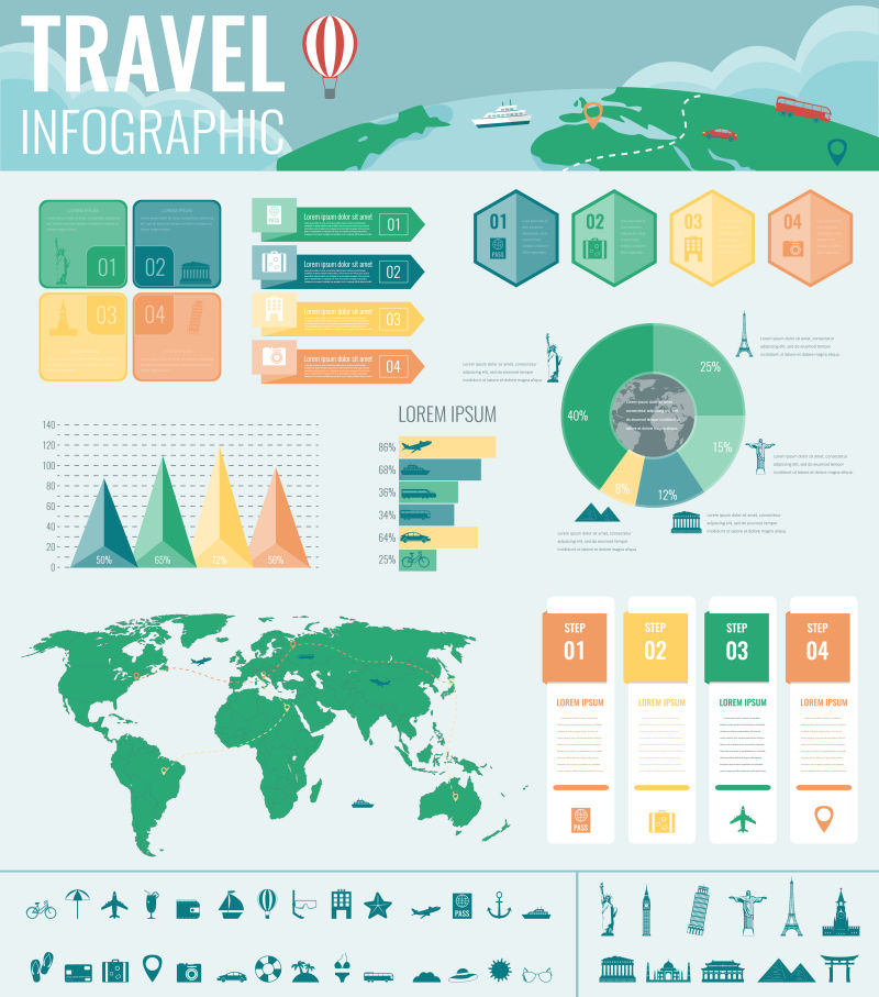 创意矢量旅游概念的信息图表设计