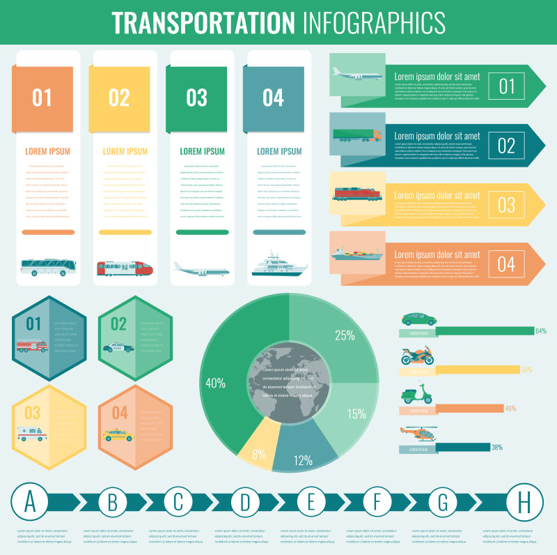 创意矢量交通运输概念信息图表