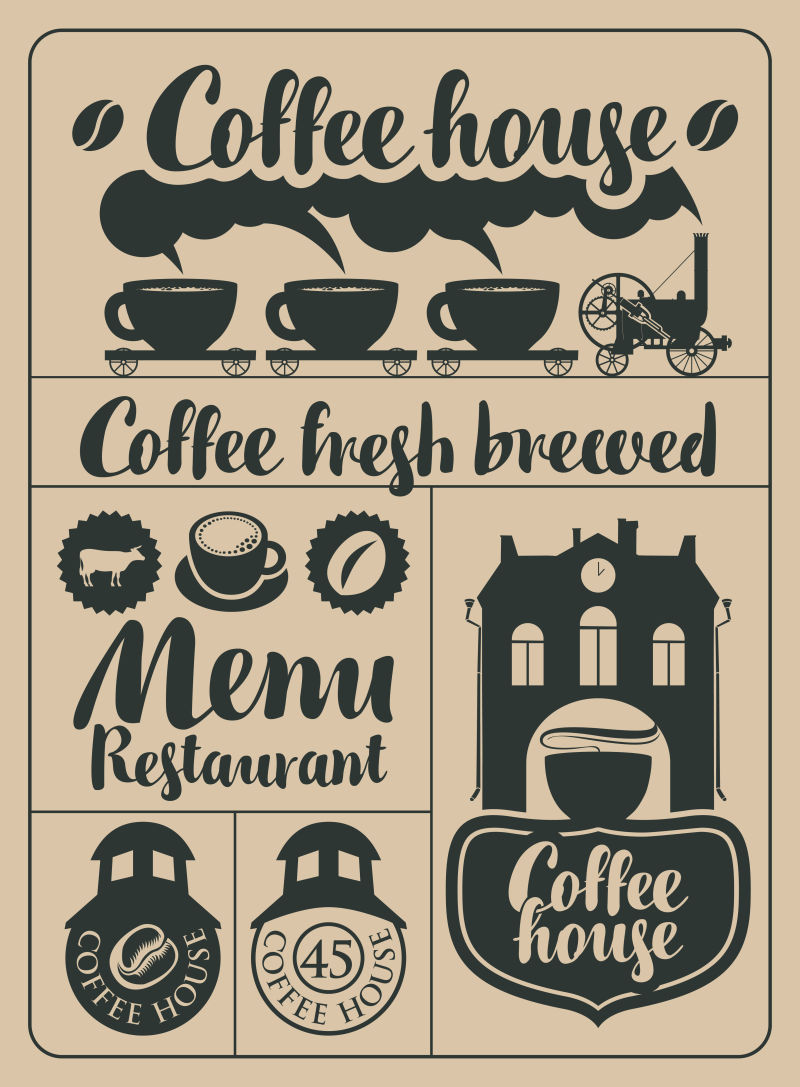 矢量的复古咖啡菜单设计