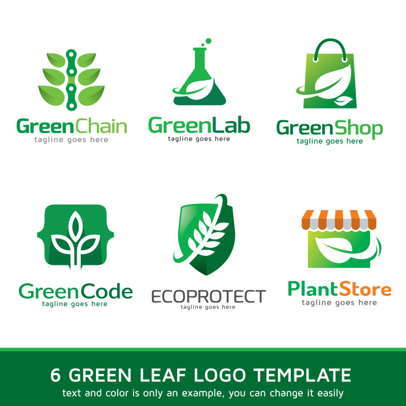 绿叶自然标识矢量创意logo设计