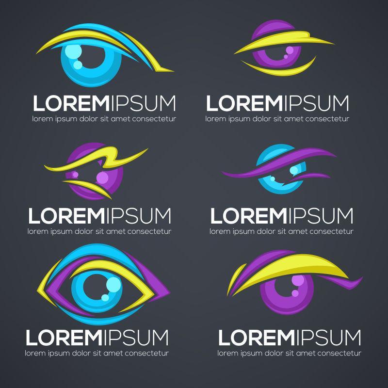 彩色的视觉和眼睛标志矢量创意logo设计