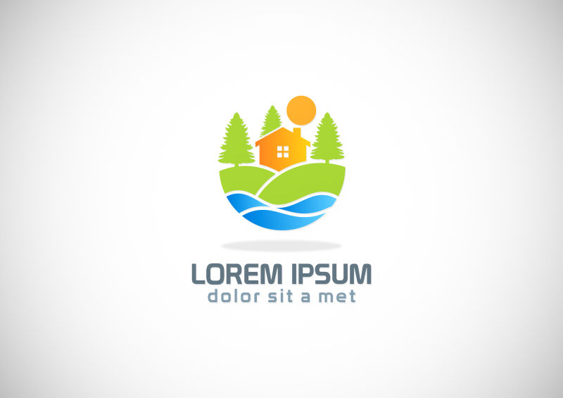 屋村环境自然标识logo矢量