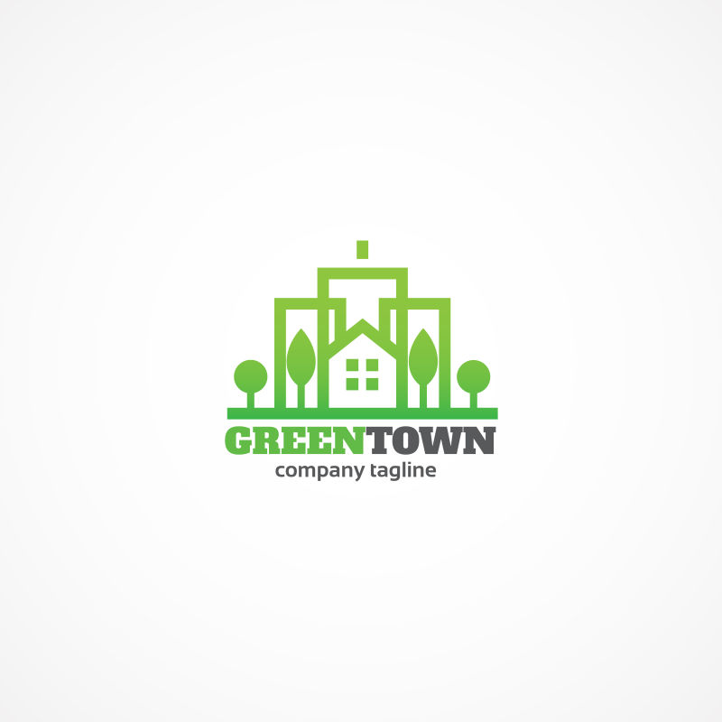 绿色建筑的矢量创意logo设计