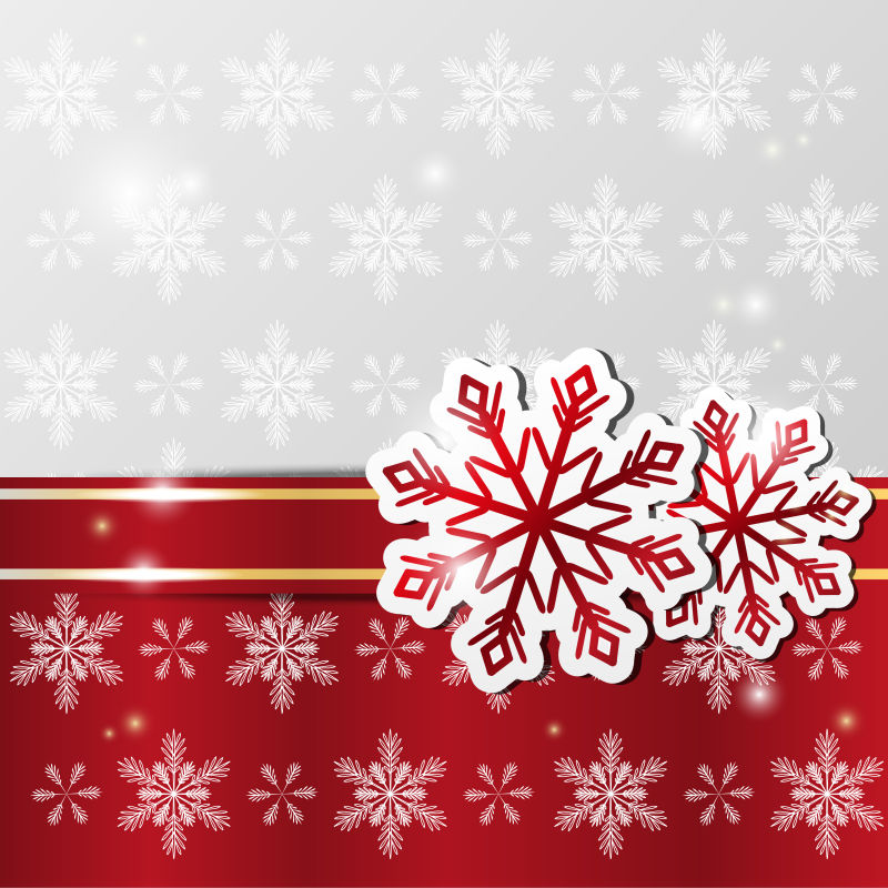 红色雪花的圣诞贺卡的矢量圣诞节背景