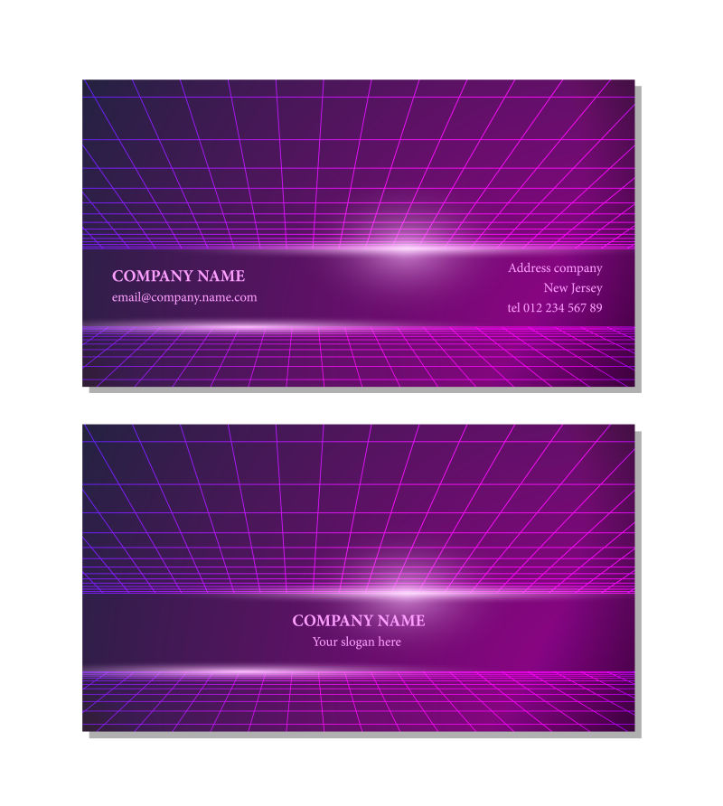 紫色抽象线名片矢量