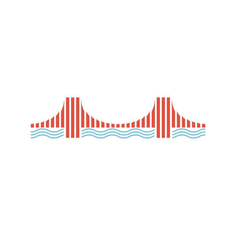 音乐桥标志设计元素矢量