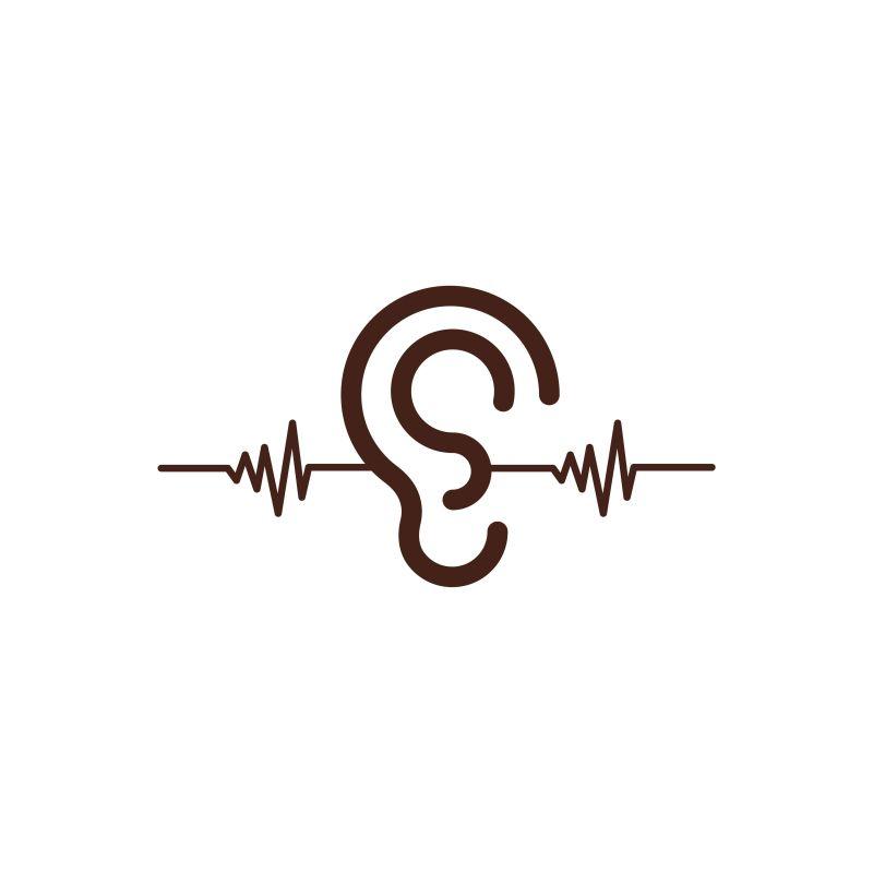 音乐耳标志设计元素矢量