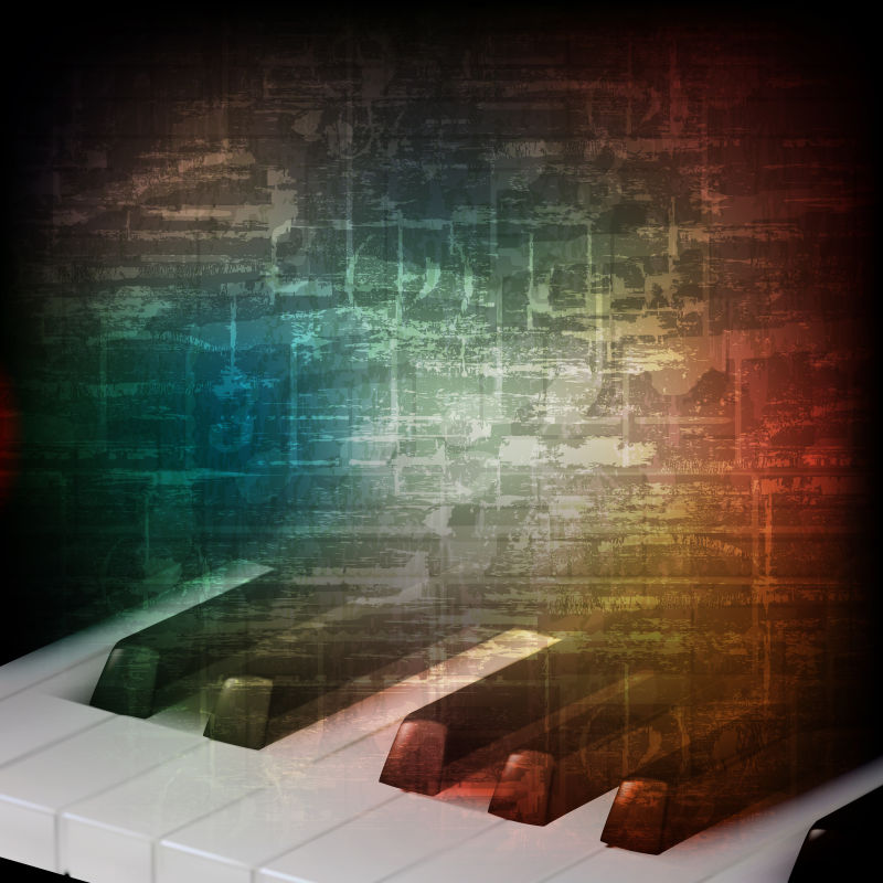 矢量设计复古背景中的钢琴