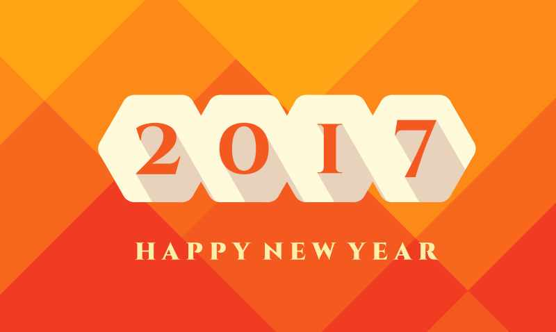 矢量几何风格的2017新年快乐插图