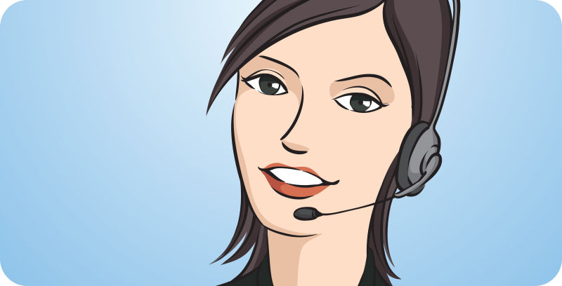 创意矢量呼叫中心的商务女人卡通插图