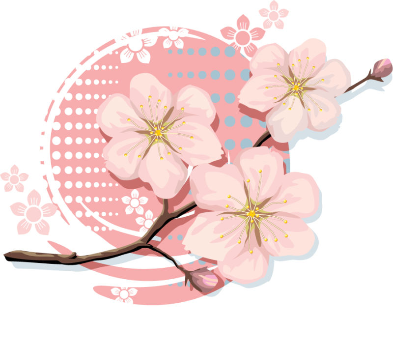 矢量的水彩樱花插图