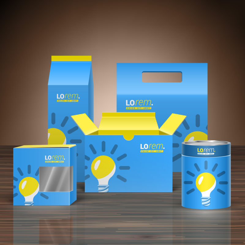 矢量灯泡元素的产品包装盒设计