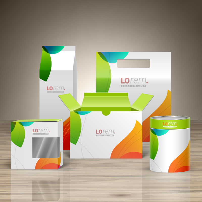 创意矢量彩色元素的包装盒设计