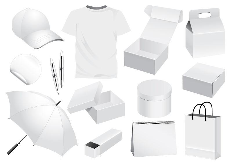白色包装与白色衣物矢量图