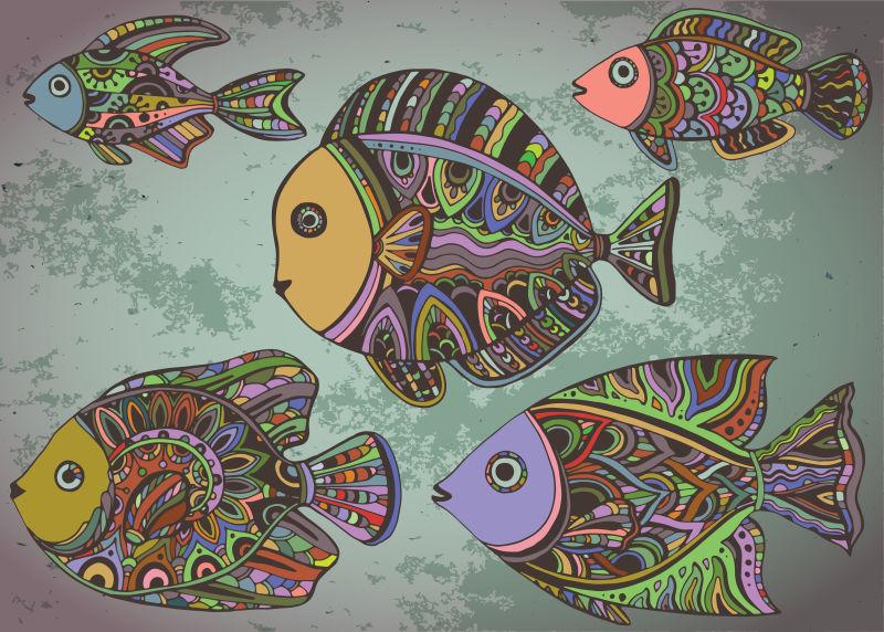 装饰性观赏鱼的彩色背景
