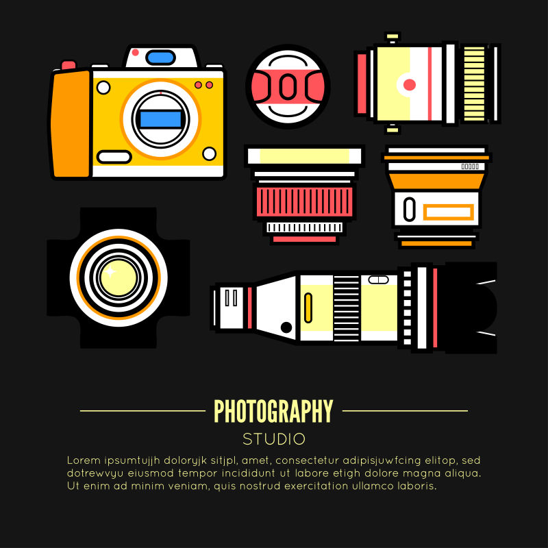 摄影师或摄影矢量棚概念设计插图