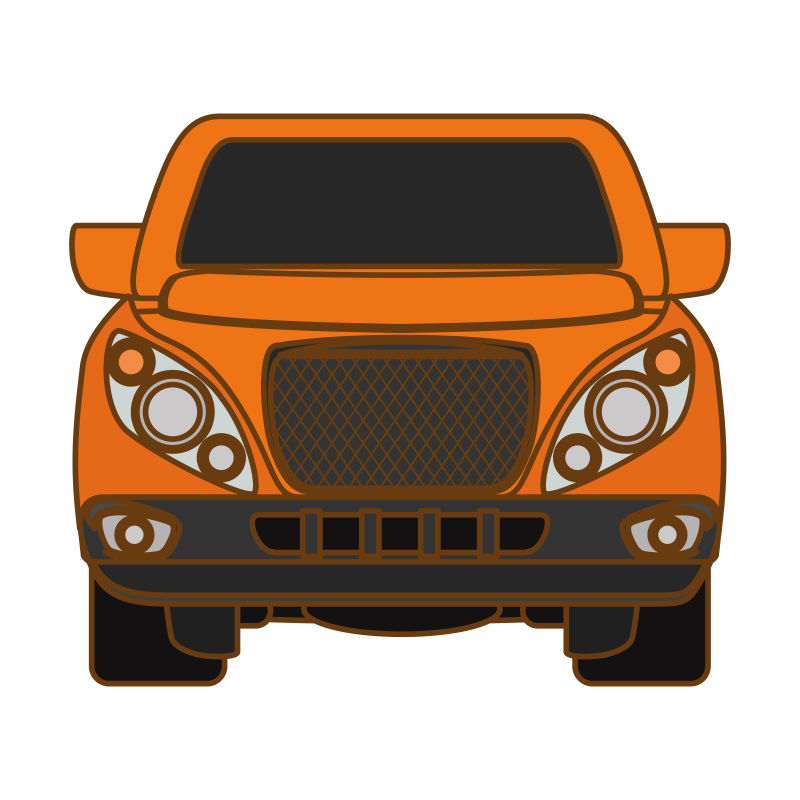 橙色私家汽车矢量插图