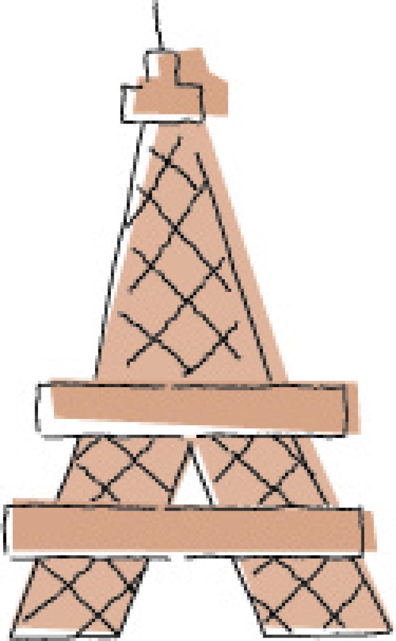 卡通建筑埃菲尔铁塔矢量插图