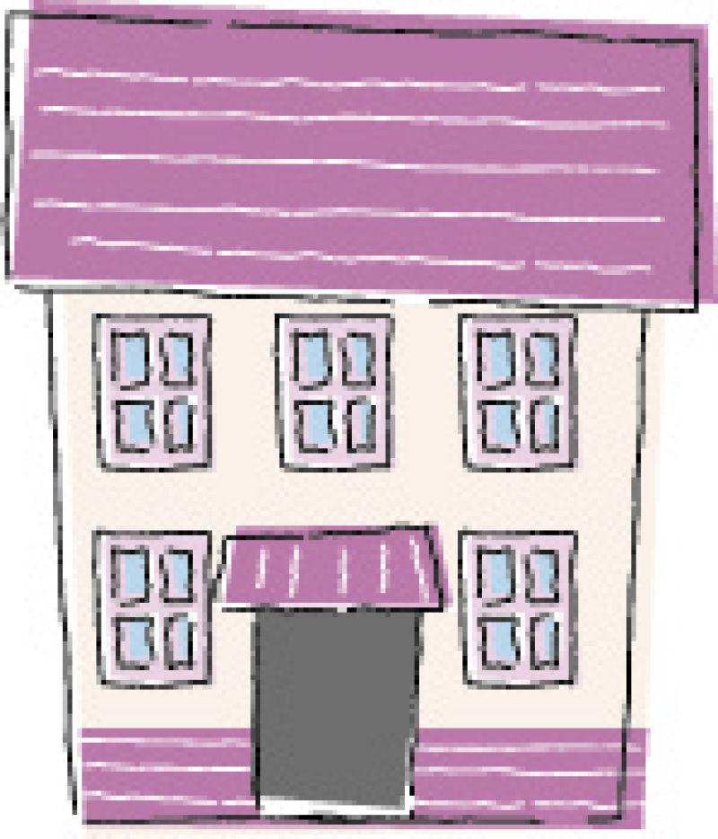 紫色和黄色的房屋矢量插图