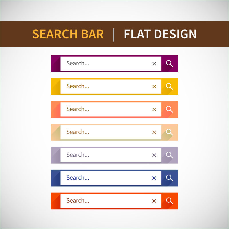 创意矢量彩色方形网站搜索栏设计 