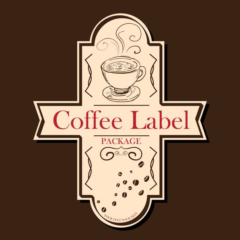 矢量咖啡绘图标签