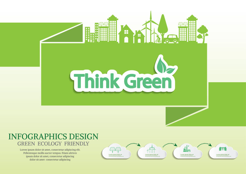 矢量绿色主题的生态概念背景
