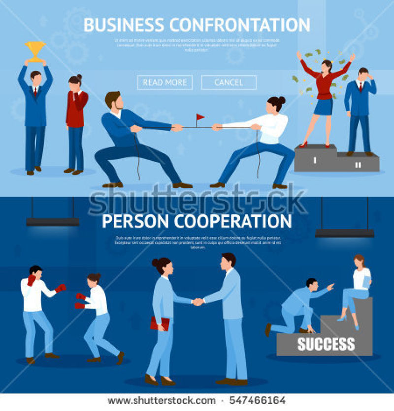 商业竞争和合作概念平面插图矢量设计