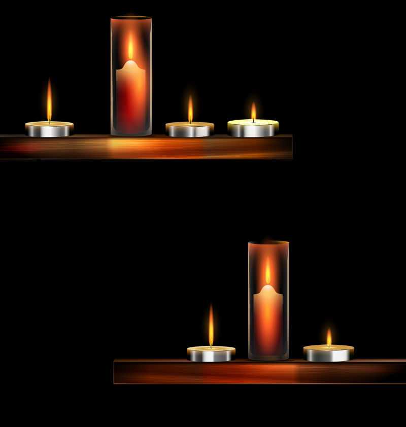 矢量燃烧的蜡烛创意插图