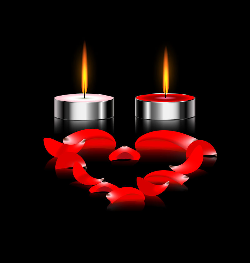 矢量红色浪漫的蜡烛插图