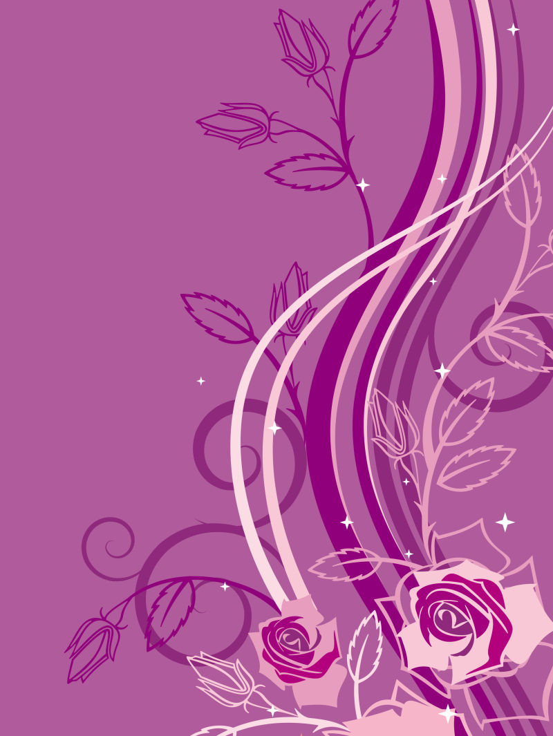矢量紫色抽象植物元素的插图