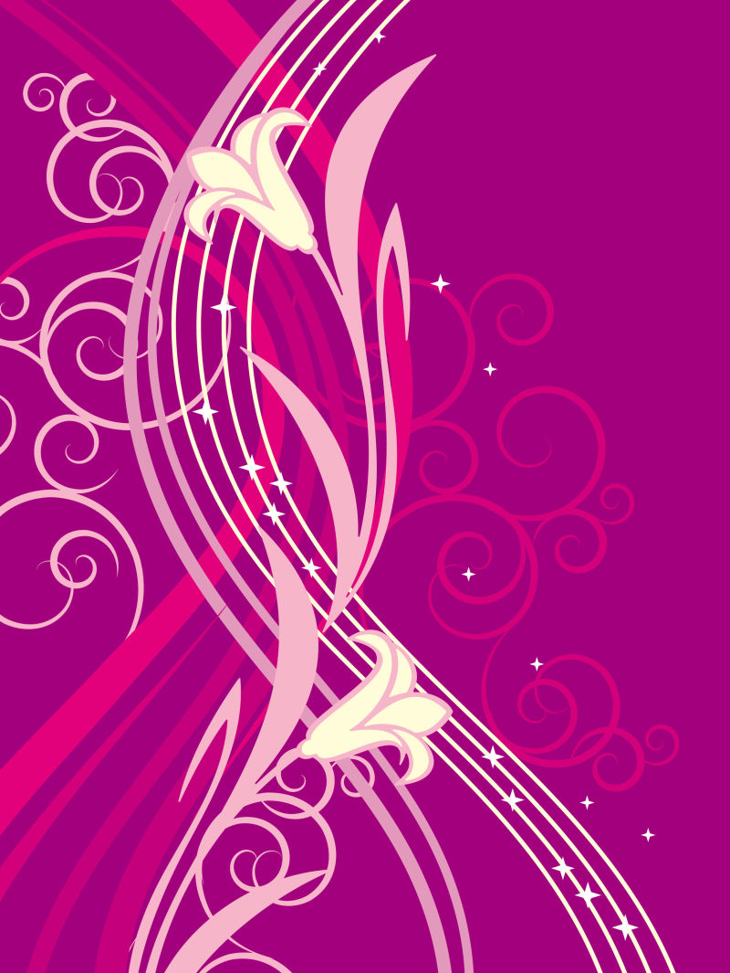 紫色抽象植物元素的矢量插图