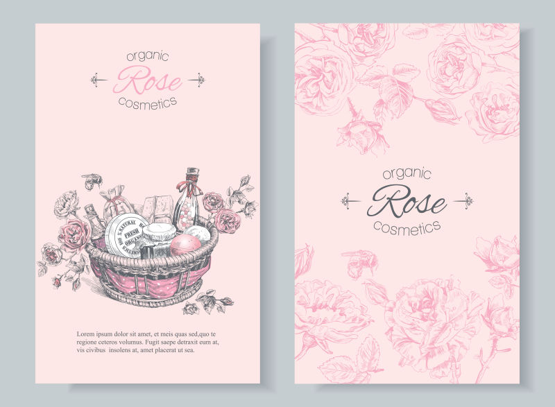 创意矢量粉色玫瑰元素的装饰卡片设计
