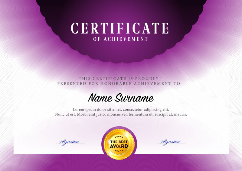 紫色豪华商业证书矢量设计