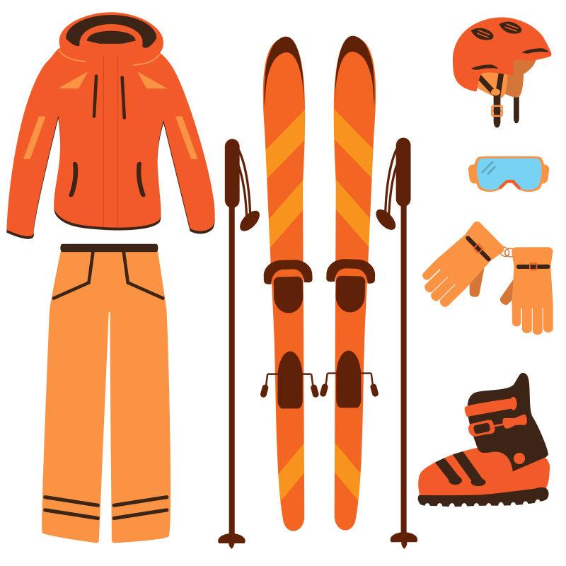 滑雪场冬季设备矢量