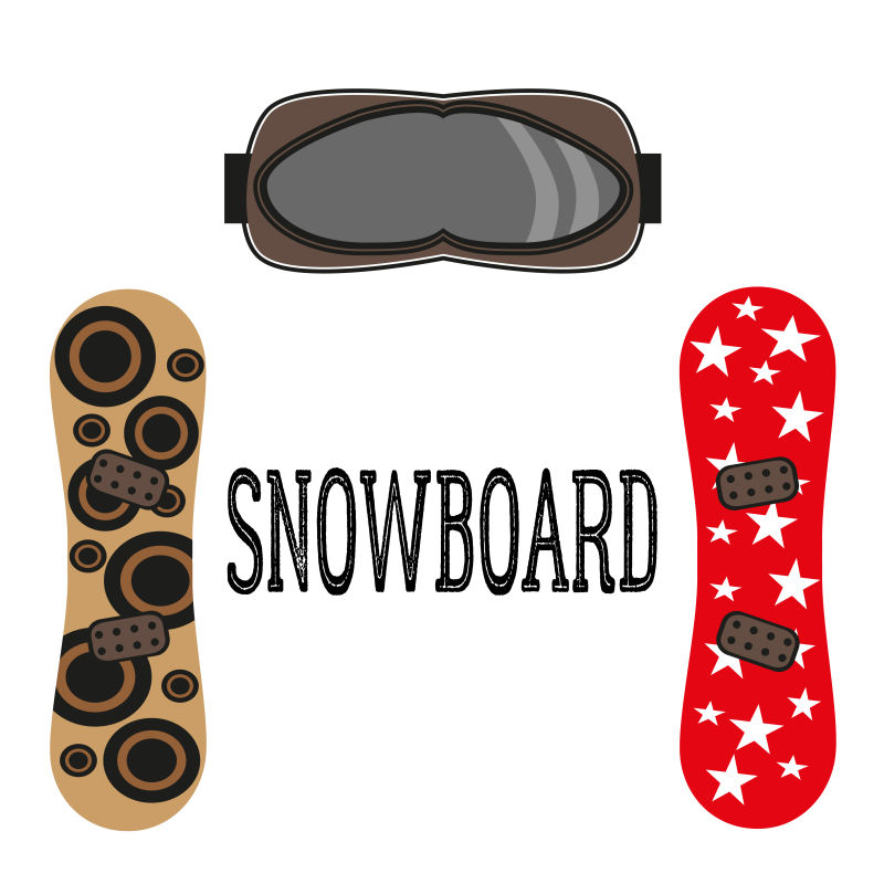 滑雪板极值标志和标签矢量