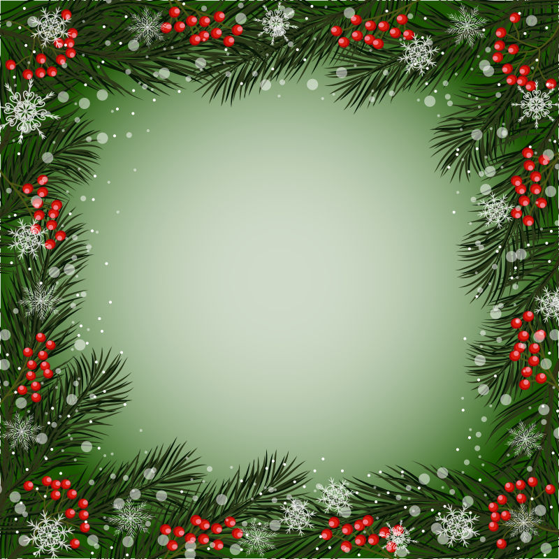 创意矢量圣诞杉木元素的装饰新年背景