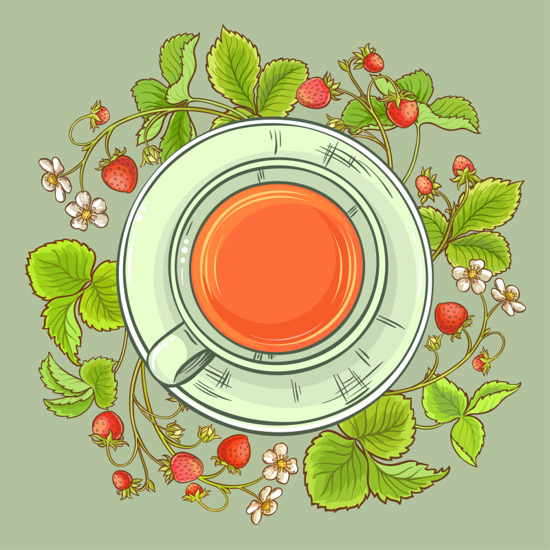 矢量抽象一杯草莓红茶插图