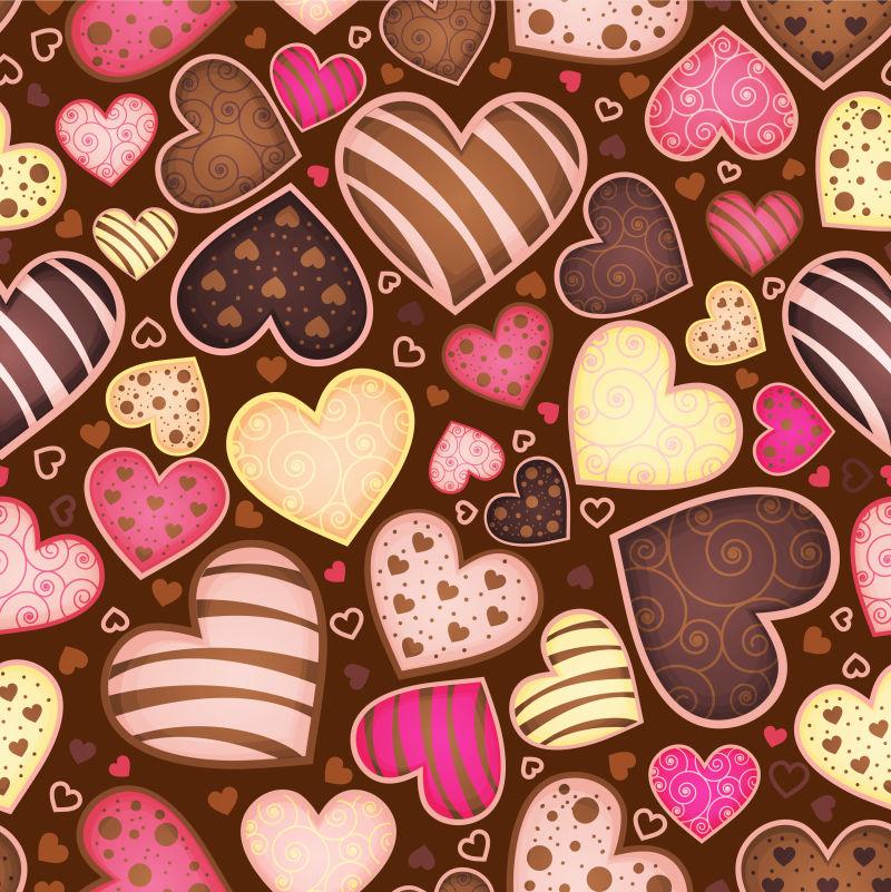 心形蜜饯无缝巧克力图矢量插图