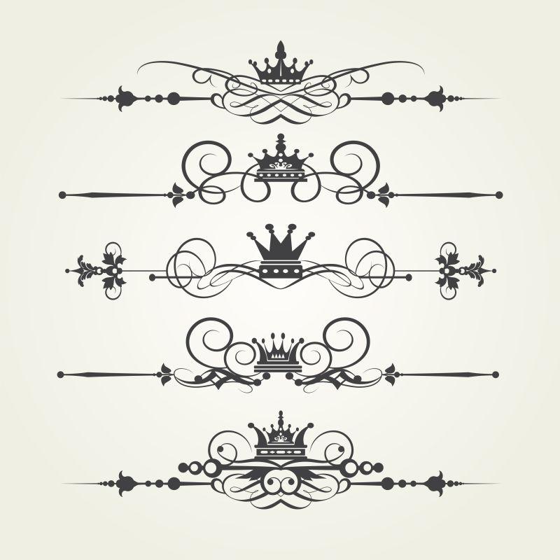维多利亚时代的卷轴和皇冠矢量