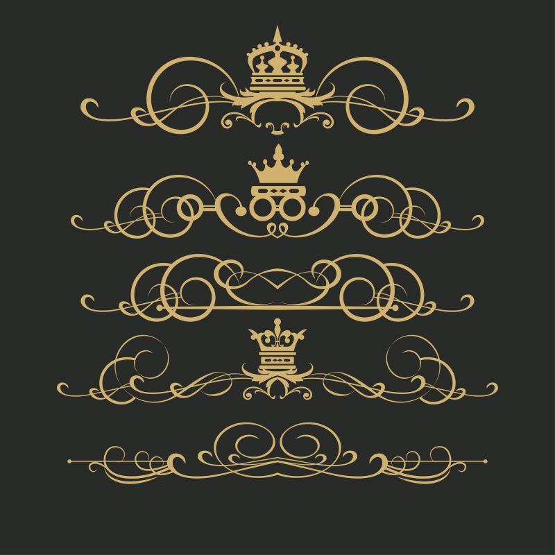 金色矢量装饰元素的皇冠