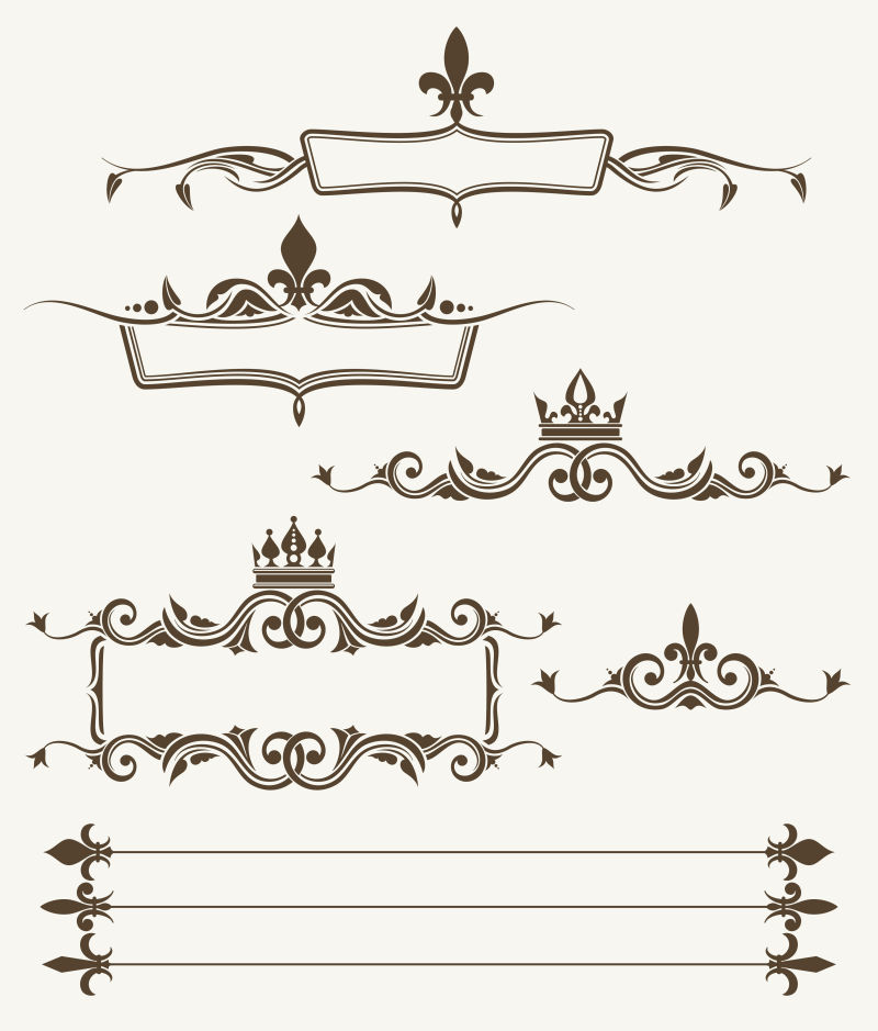 王冠和鸢尾装饰华丽的框架矢量