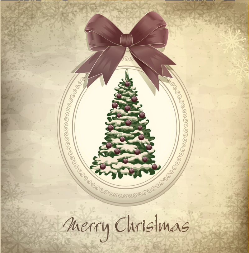 矢量圣诞节背景上装饰豪华的圣诞树贺卡