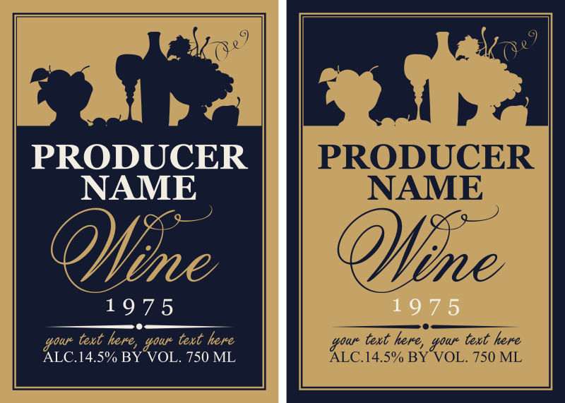 矢量复古风格的葡萄酒标签设计