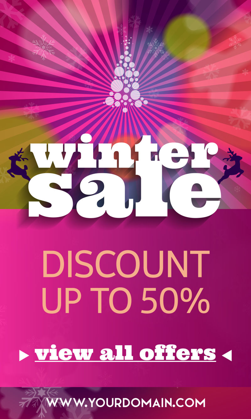 粉色网页横幅和海报大冬销售和特别优惠雪人矢量