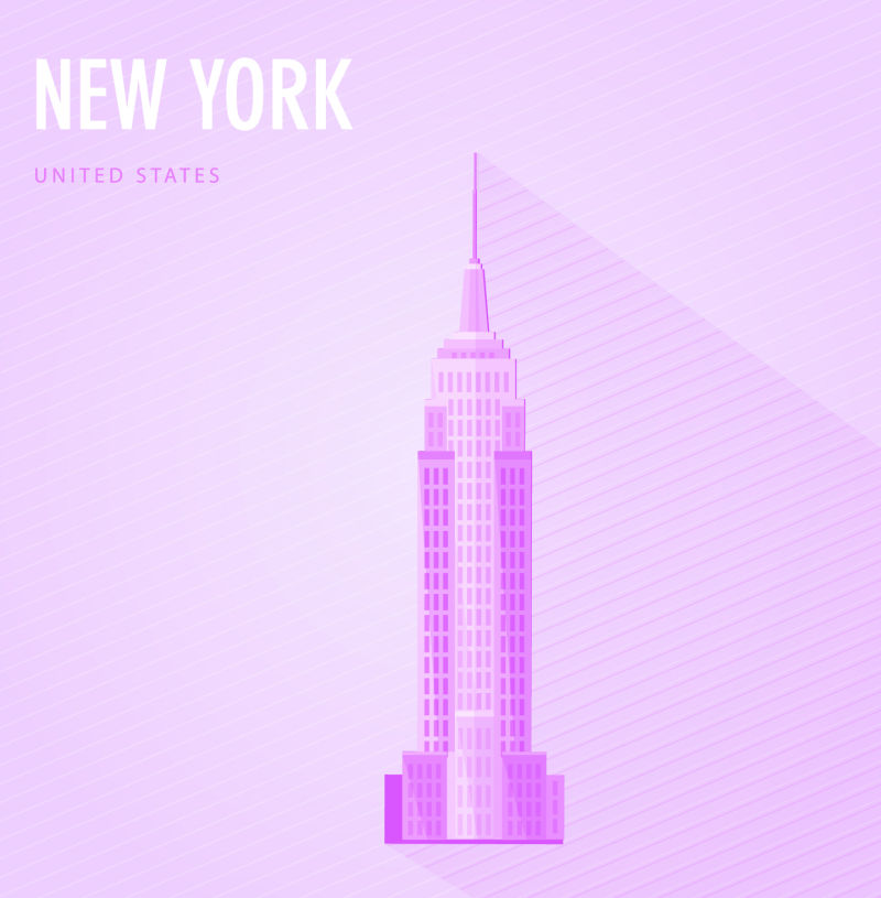 创意纽约著名建筑矢量插图